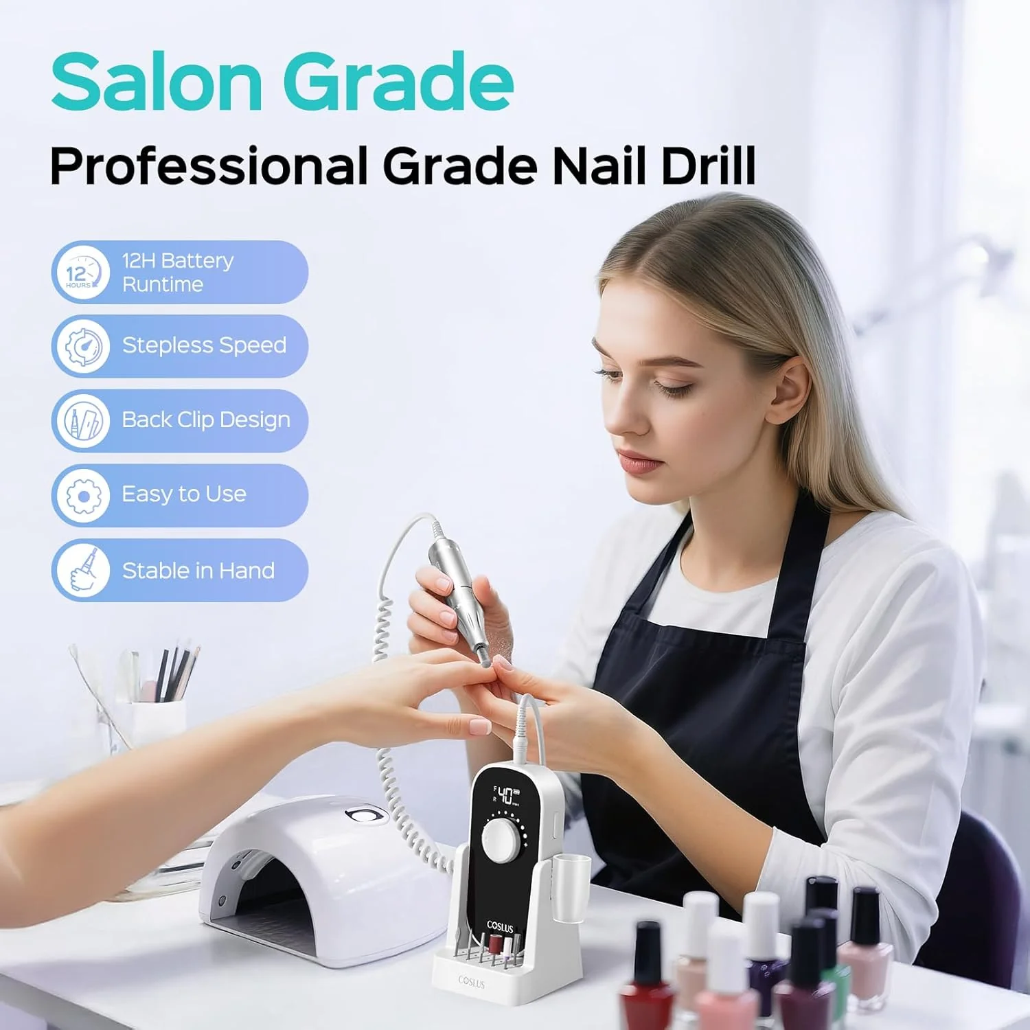 COSLUS (E51) Rechargeable Electric Nail Drill - Image 4